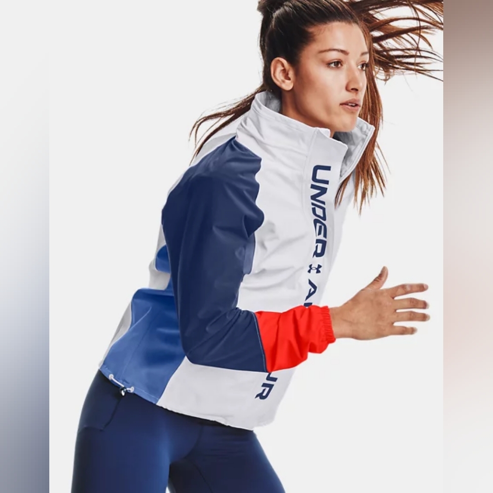 Under Armour Colorblock Full-Zip Athletic Jacket, Women's XS, White - UA RUSH